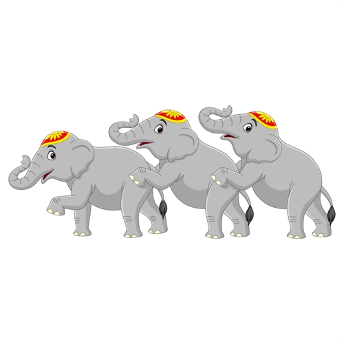 Carnival Circus Theme Elephant Parade Transparent Sticker